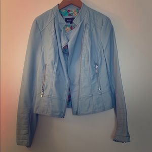 Vegan leather baby blue Moto-jacket size M